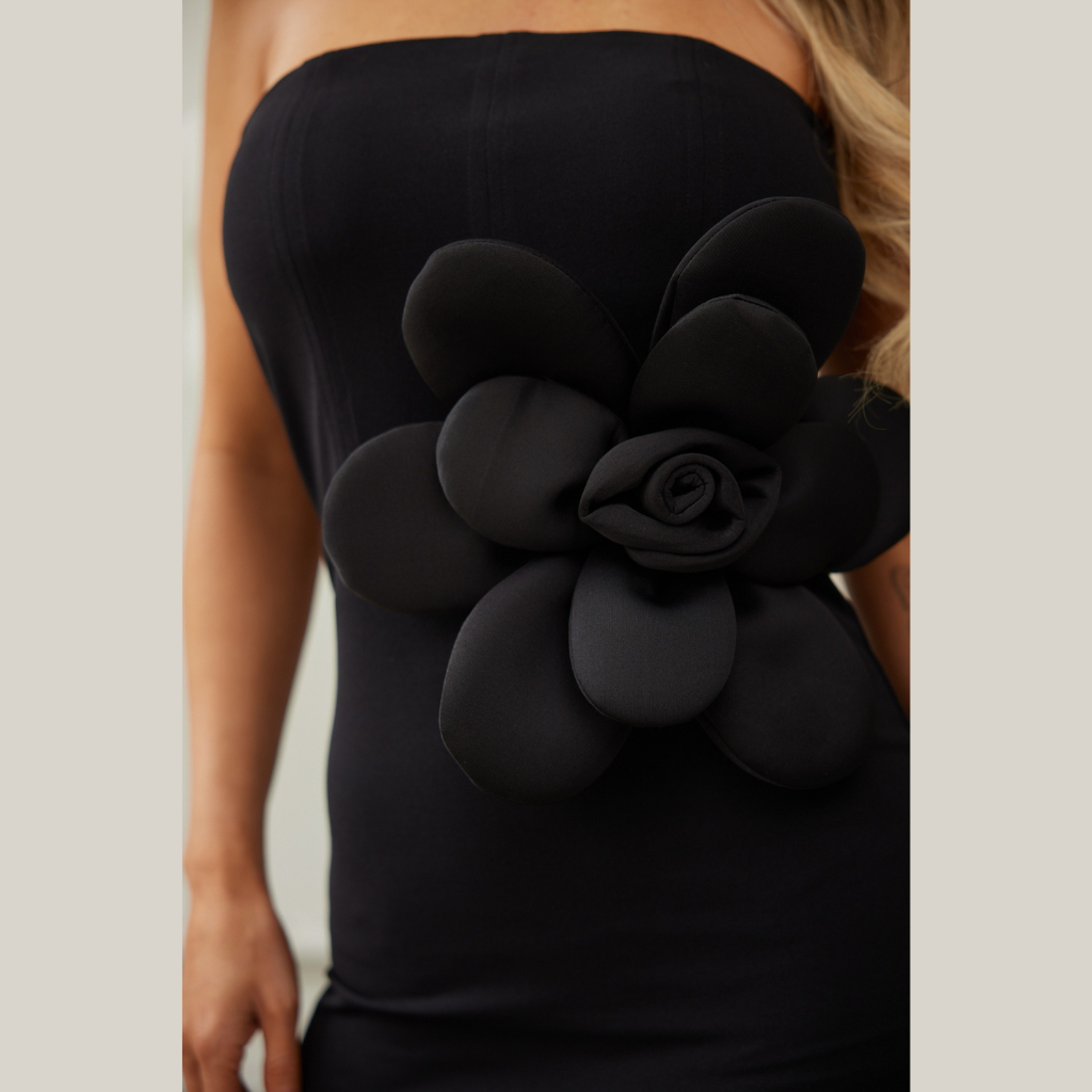 Sexy Black Flower Dress