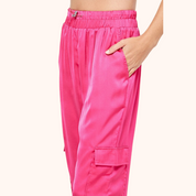 Elastic Drawstring Satin Jogger