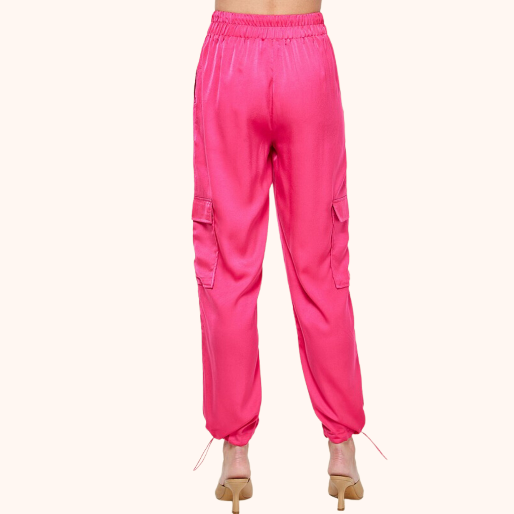 Elastic Drawstring Satin Jogger