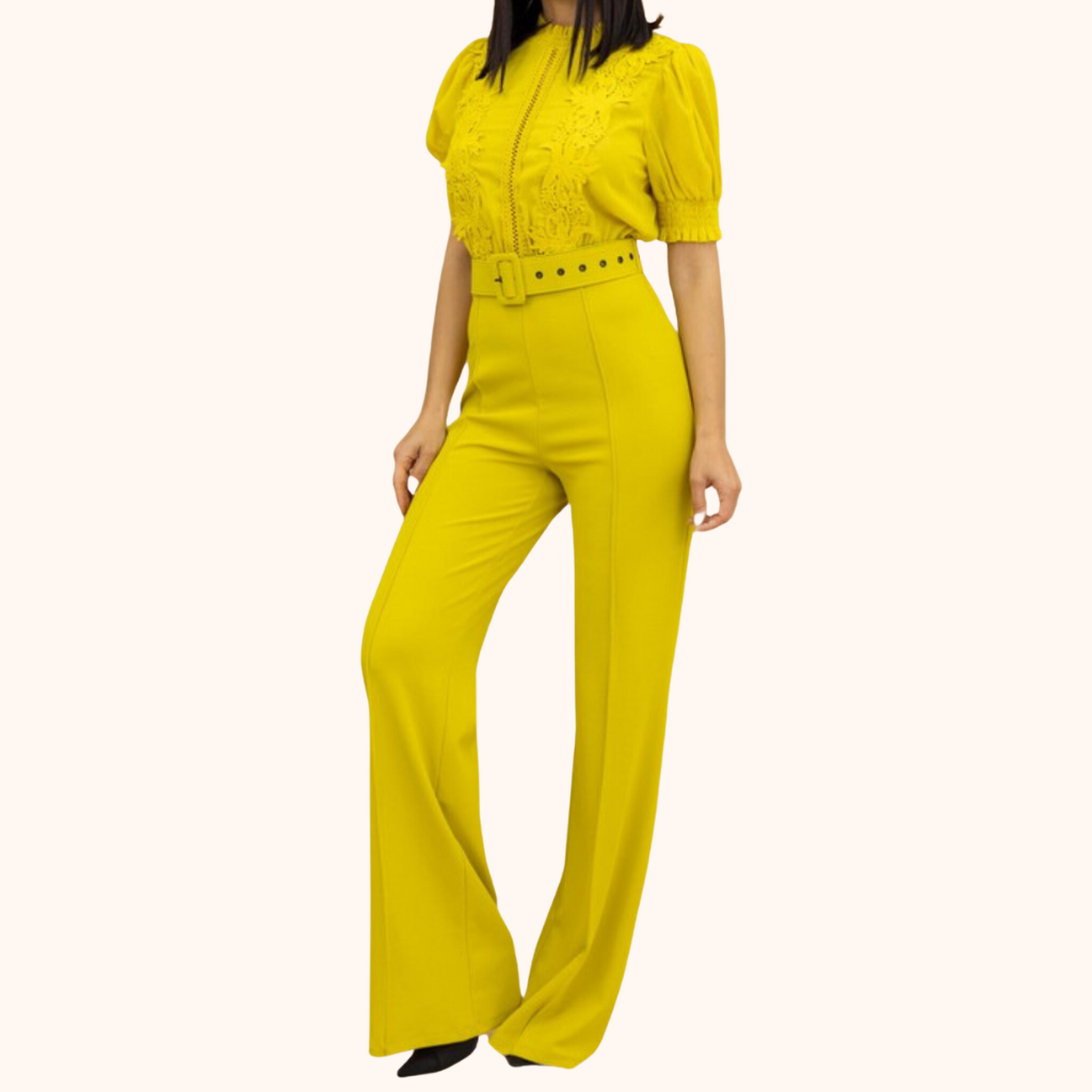 Crochet Woven Combined Top Fashion Jumpsuit