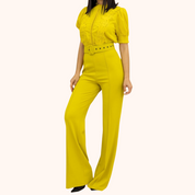 Crochet Woven Combined Top Fashion Jumpsuit