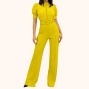 Crochet Woven Combined Top Fashion Jumpsuit