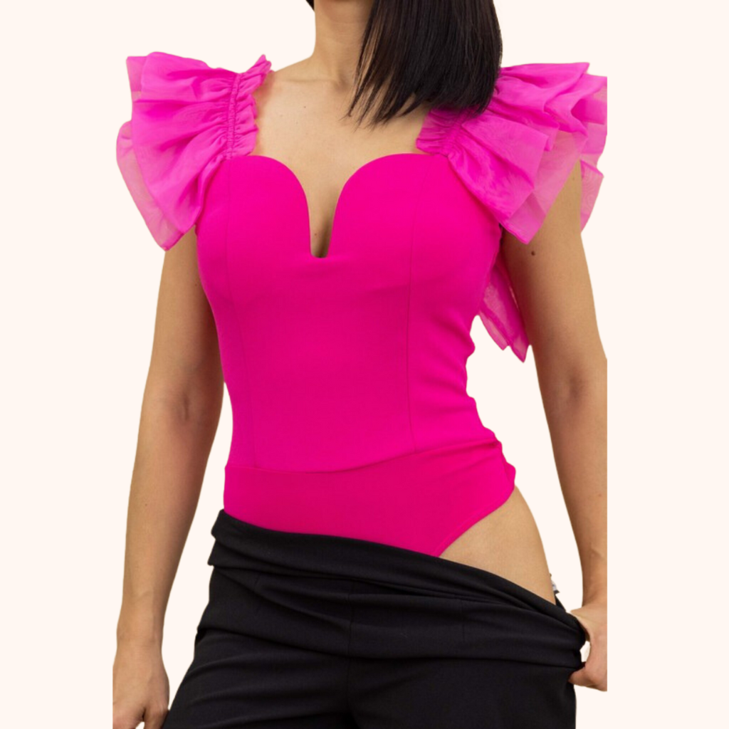 Fuchsia Organza Fashion Bodysuit