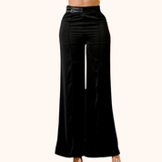 Double Buckle Detail Wide Leg Pants