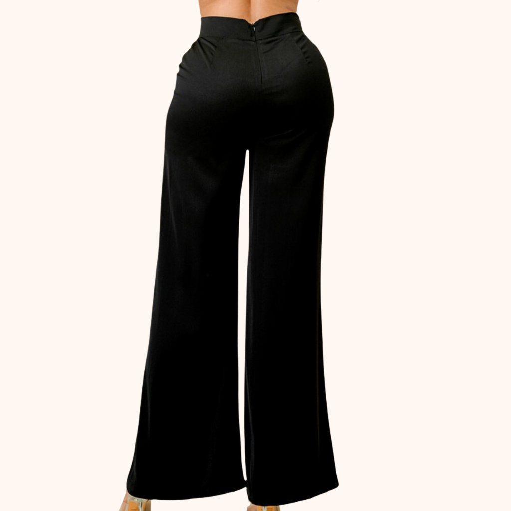 Double Buckle Detail Wide Leg Pants