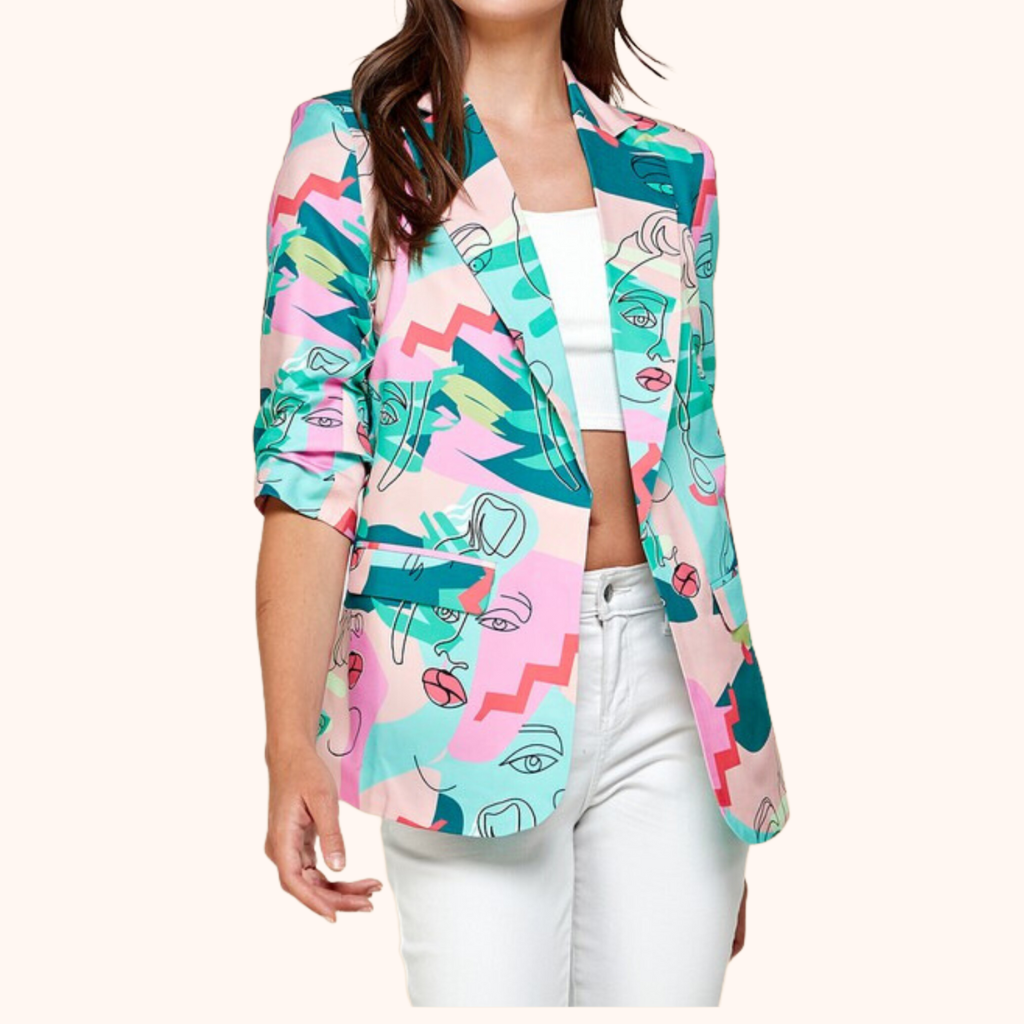 Green Graphic Blazer