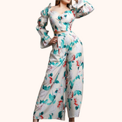 White Floral Pants Set