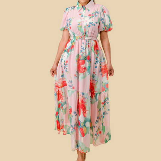 Woven Floral Printed Maxi Dress