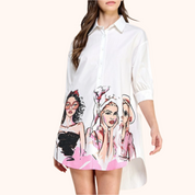 Half SLV Button Down Graphic Shirt