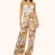 High Waist Print Woven Pants