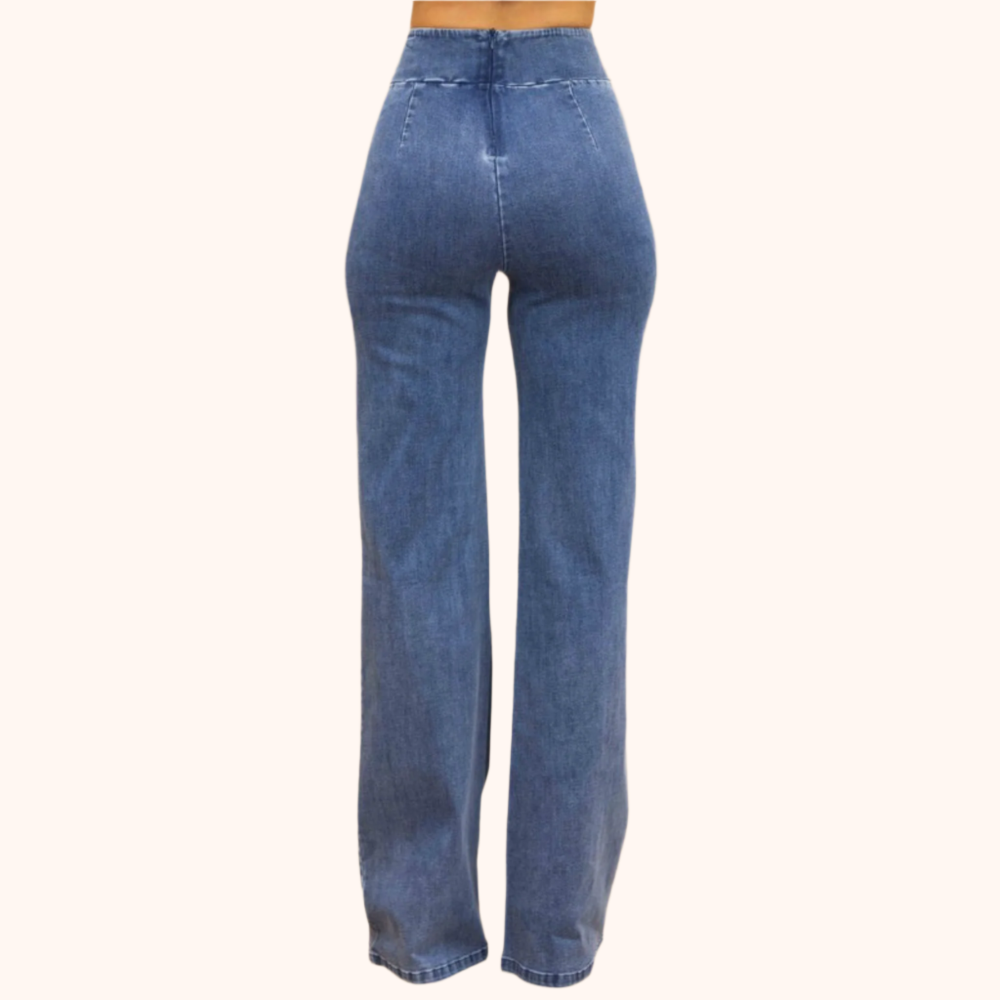 High Waist Washed Denim Stretch