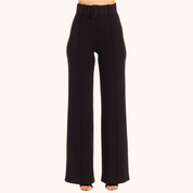 High waist Black Pants with Buckle Belt