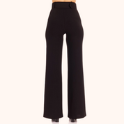 High waist Black Pants with Buckle Belt