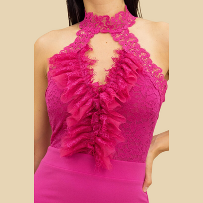 Lace Ruffle Detailed Fashion Dress