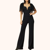 Mesh Layered Ruffle Sleeve Fashion Bodysuit