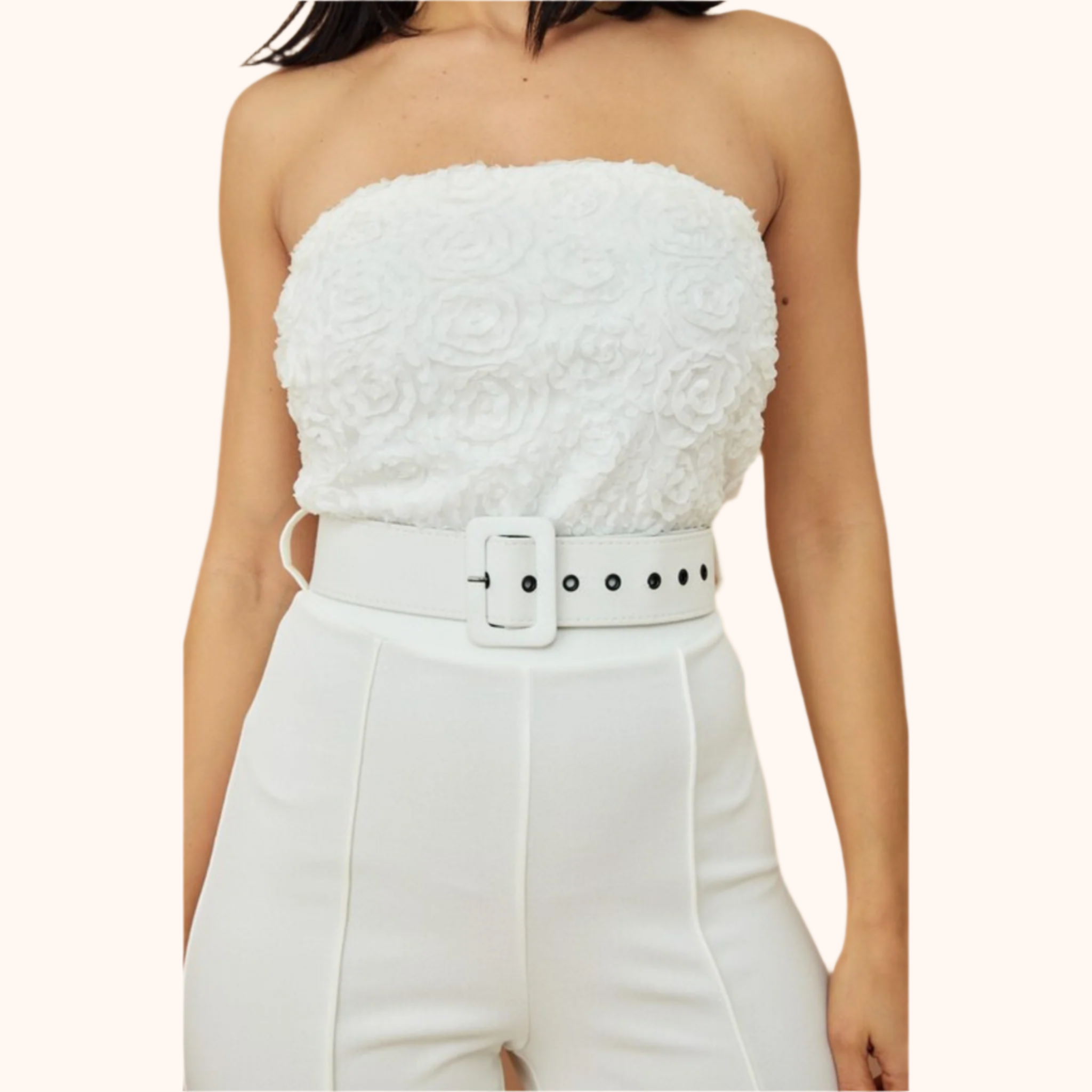 Off Shoulder Rose Lace Top Detailed Jumpsuit