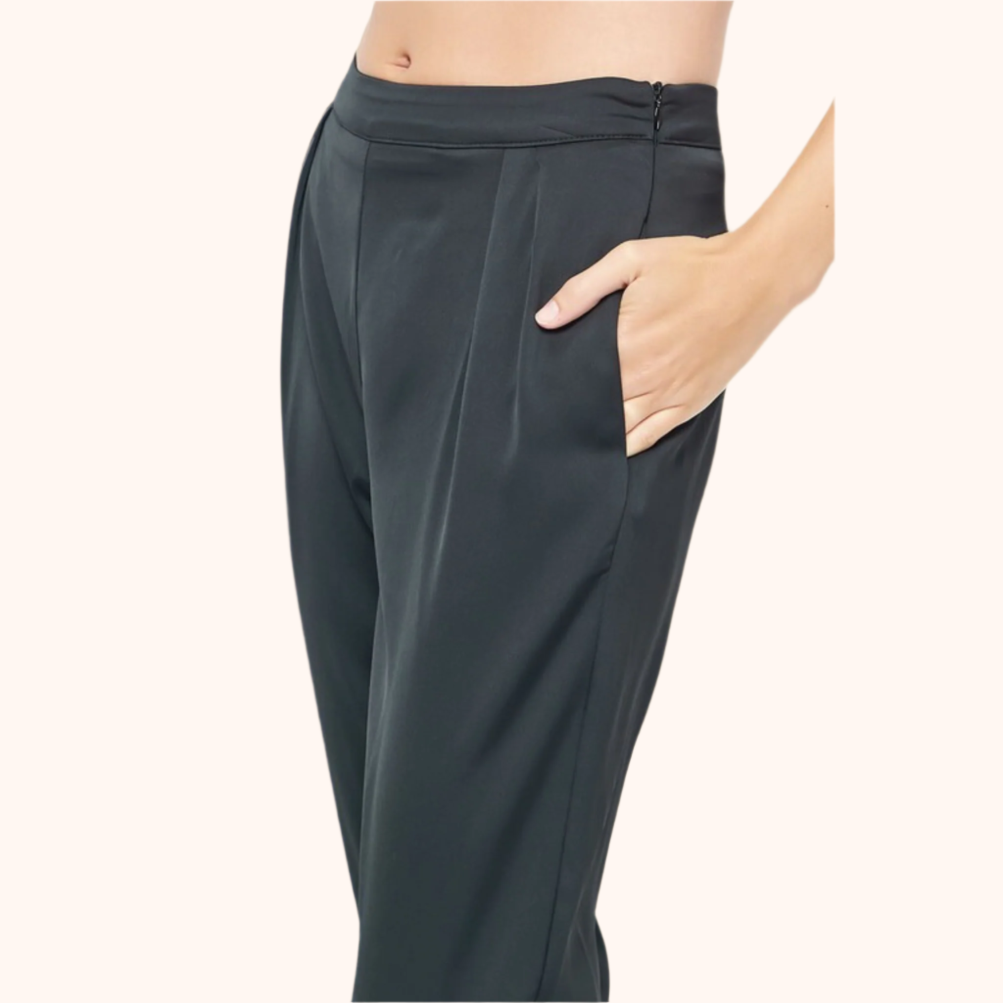 Pleated Detail Satin Jogger Pants