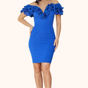 Ruffle Detail Fashion Dress Royal