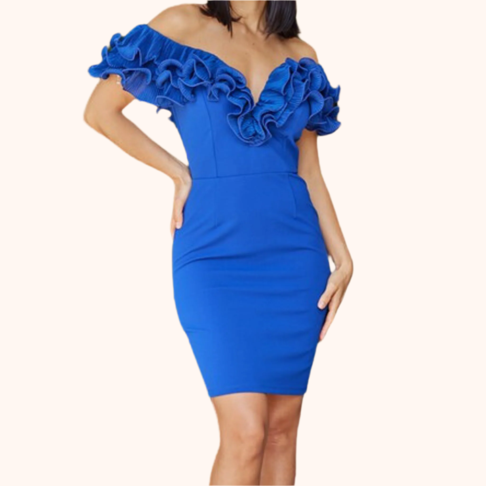 Ruffle Detail Fashion Dress Royal