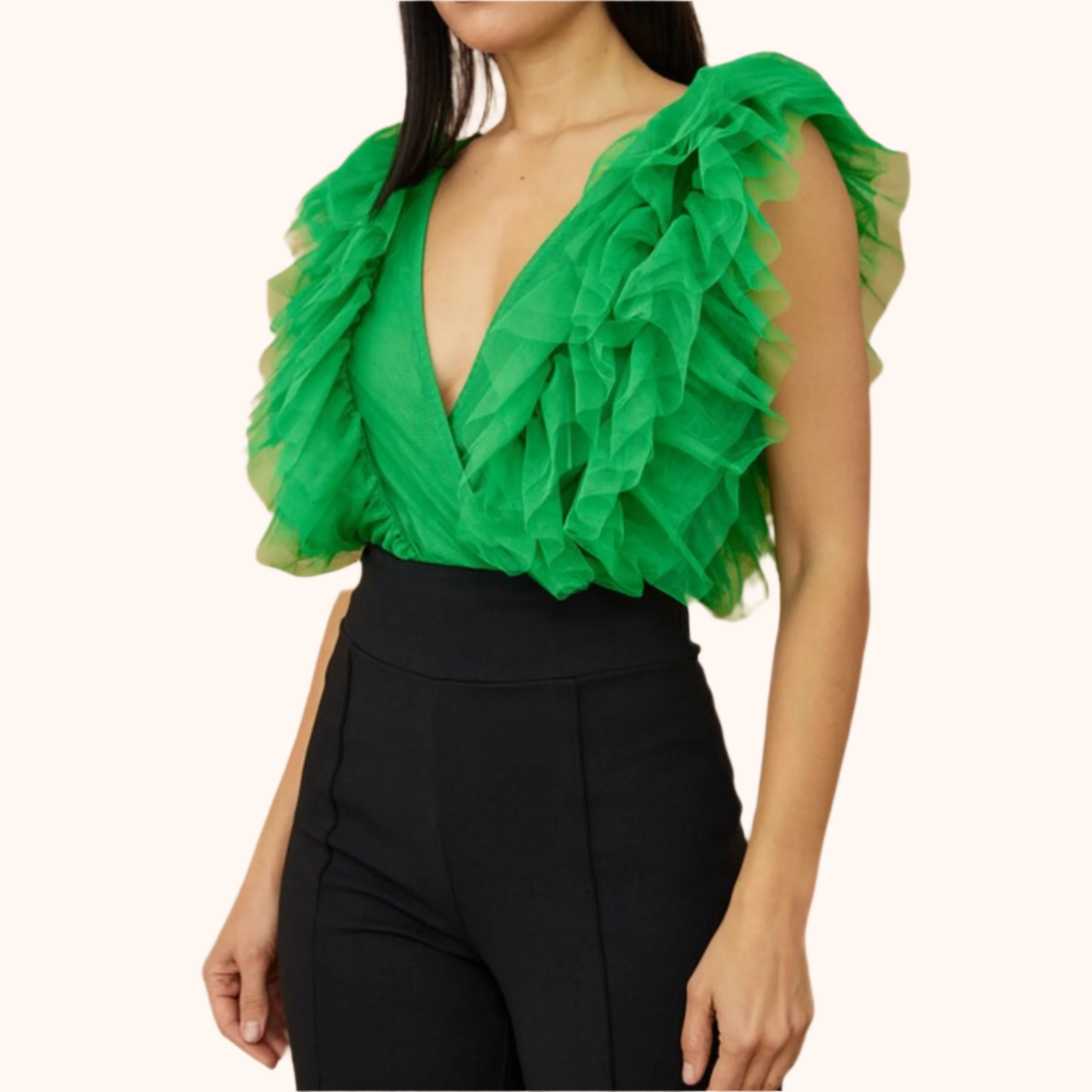 Ruffled Mesh Fashion Bodysuit