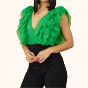 Ruffled Mesh Fashion Bodysuit