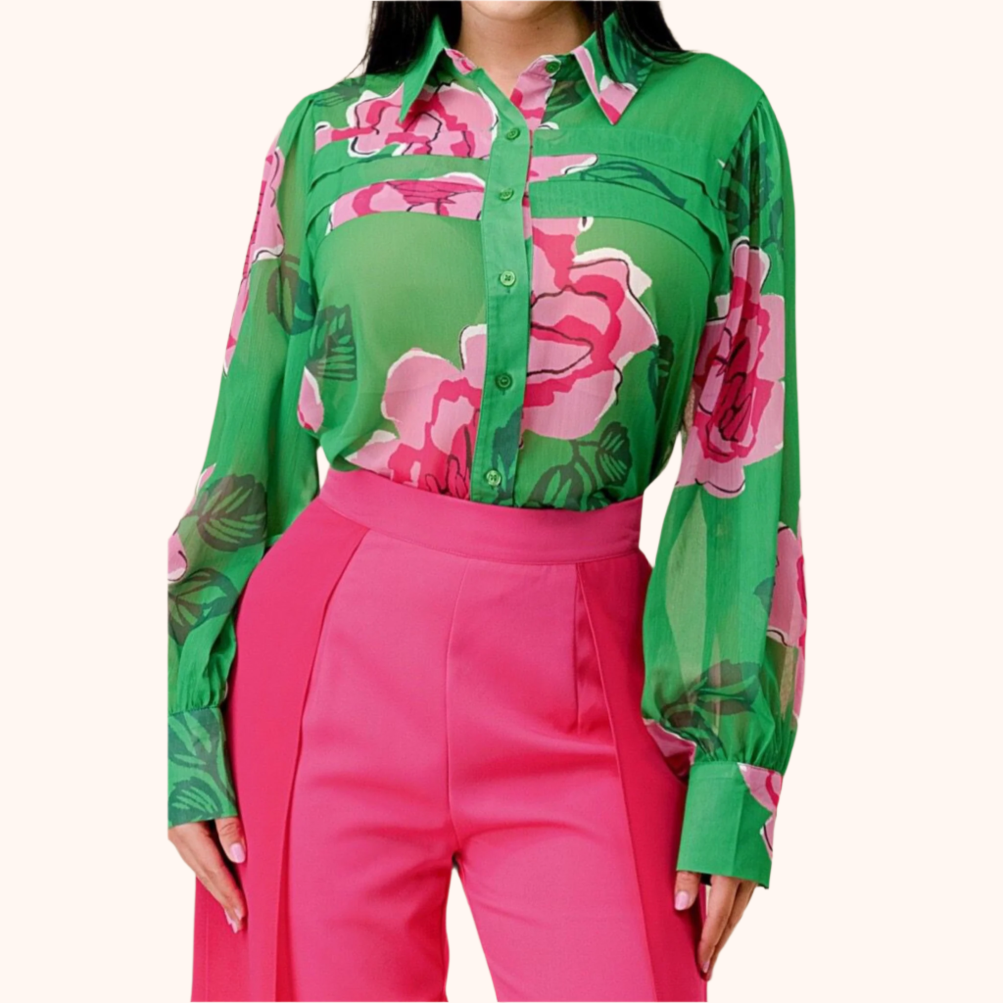 Relaxed Floral Long Sleeve Blouse