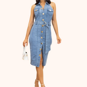 Washed Denim Stretch Fashion Dress