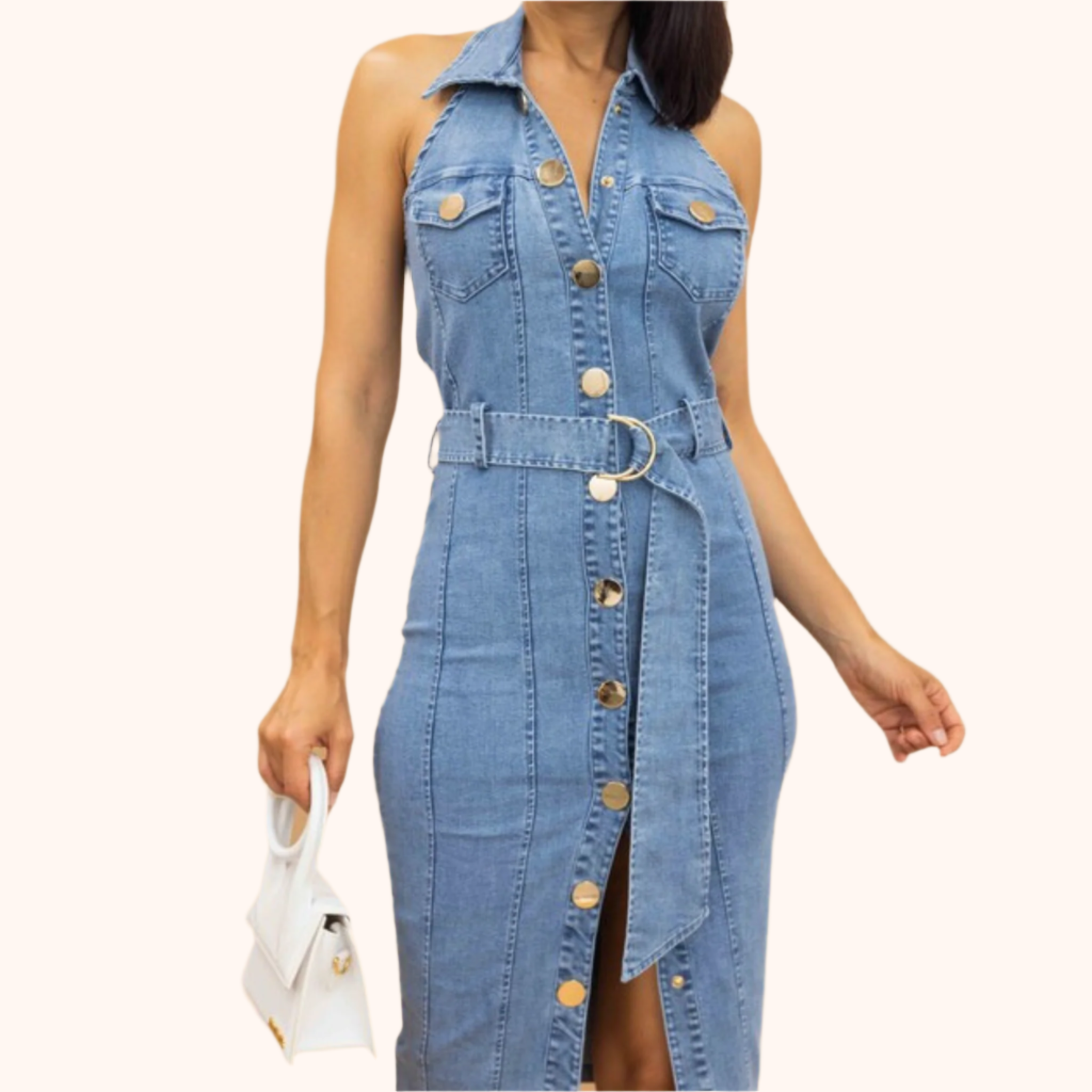 Washed Denim Stretch Fashion Dress