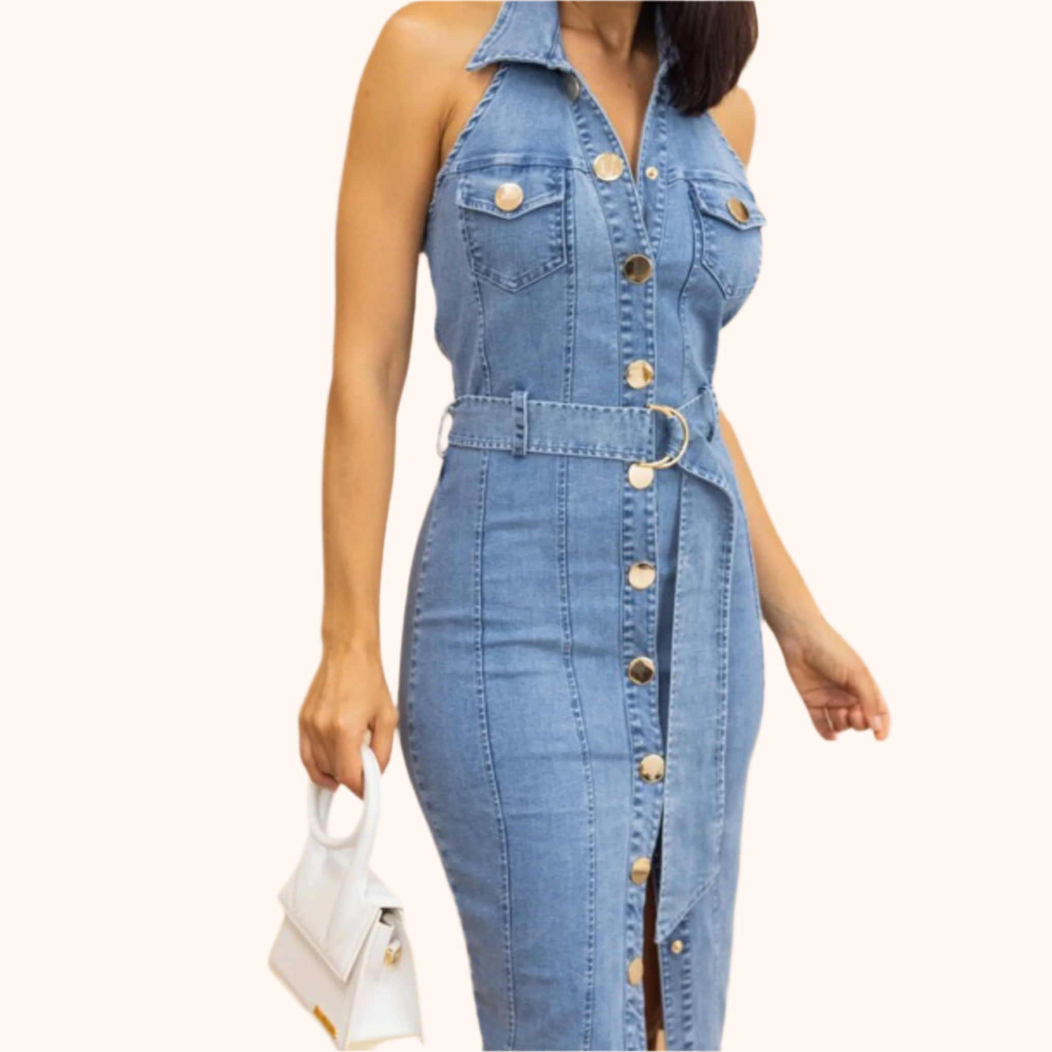 Washed Denim Stretch Fashion Dress