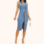 Washed Denim Stretch Fashion Dress