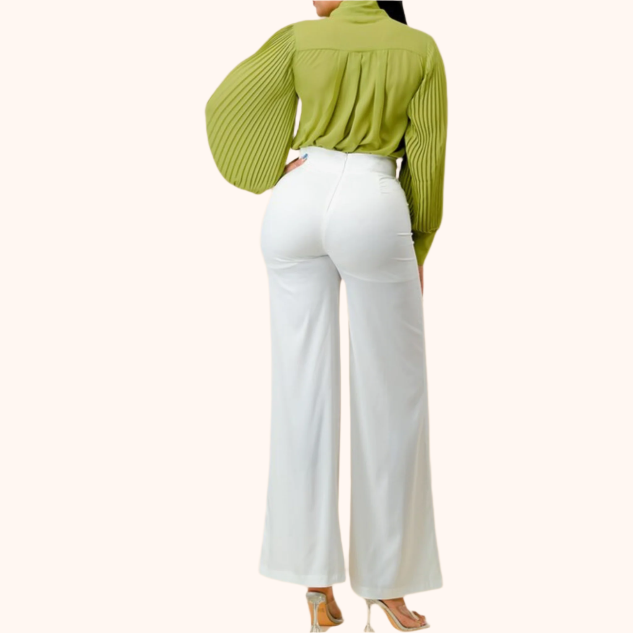 Pantalones anchos con detalle de doble hebilla blancos